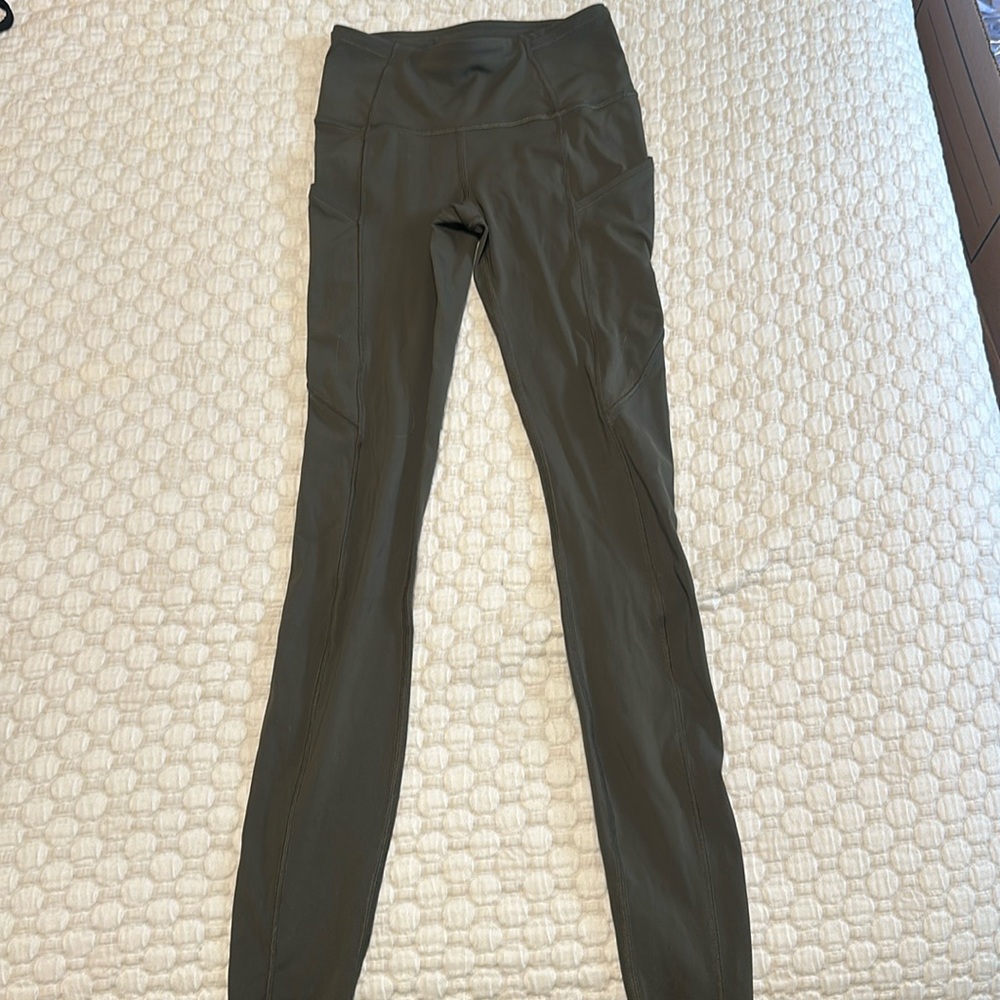 lululemon army green fast and free tight